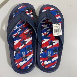 Wave Zone Americana Navy Flip Flops, Size L, Large, Size 10